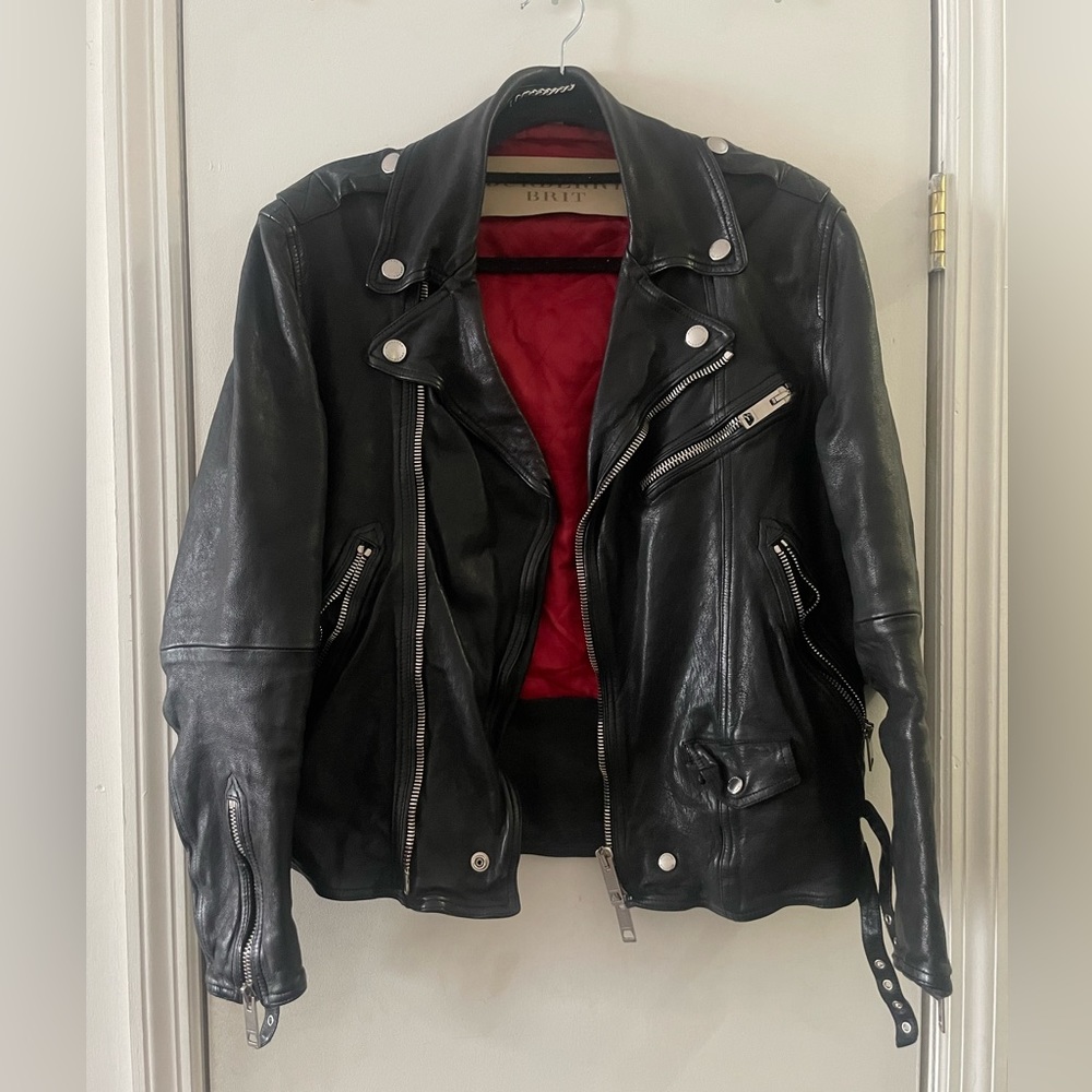 Burberry Black Leather Biker / Moto Jacket